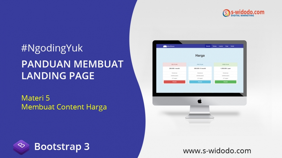 Panduan Membuat Landing Page Dengan Bootstrap 3 - Materi 5 Membuat Content Price