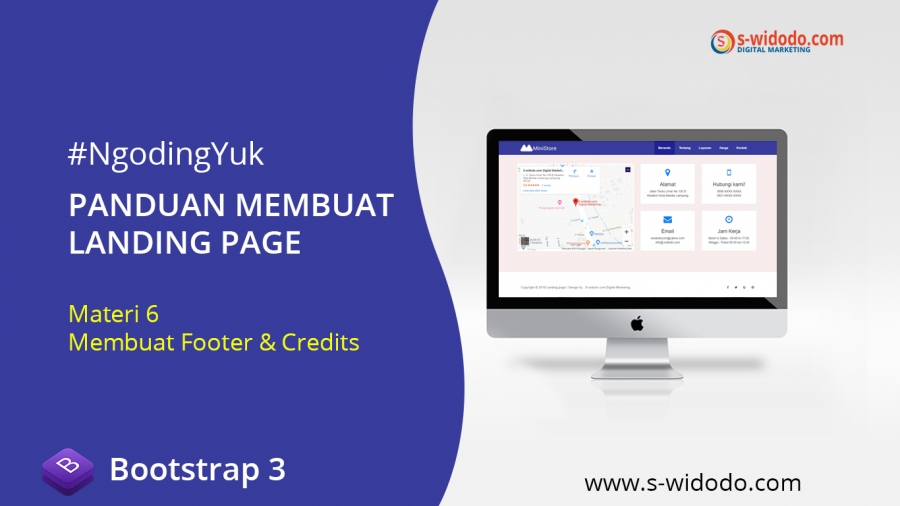 Panduan Membuat Landing Page Dengan Bootstrap 3 - Materi 6 Membuat Footer/Kontak